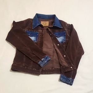 Vintage G Couture Spandex Corduroy and Denim Cropped Jacket Size S